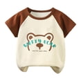 thumbnail image 1 of KAOOCXU Boy Girl Summer T-Shirts Cartoon Animal Printed Patchwork Short Sleeve O-Neck Letter Tshirts Cotton Casual Top Kids Durable Playsuit Sunsuit Clothes, 1 of 3