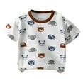 thumbnail image 1 of KAOOCXU Boy Girl Summer T-Shirts Cartoon Animal Printed Short Sleeve O-Neck Button Down Tshirts Cotton Casual Top Kids Durable Playsuit Sunsuit Clothes, 1 of 3
