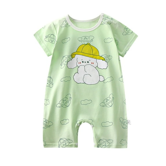 KAOOCXU Boys Girl Comfort Onesie Cartoon Animal Printed Short Sleeve O-Neck Romper Cotton Jumpsuit For 1-18 Months Skin Friendly Lightweight Home Clothing