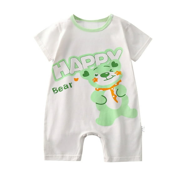 KAOOCXU Boys Girl Comfort Onesie Cartoon Animal Printed Short Sleeve O-Neck Romper Cotton Jumpsuit For 1-18 Months Skin Friendly Lightweight Home Clothing