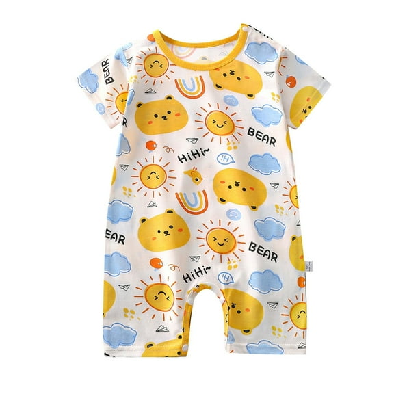 KAOOCXU Boys Girl Comfort Onesie Cartoon Animal Printed Short Sleeve O-Neck Summer Romper Cotton Bodysuit For 1-18 Months Skin Friendly Lightweight Home Clothing