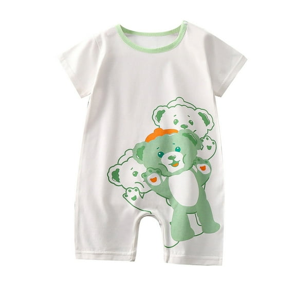 KAOOCXU Boys Girl Comfort Onesie Cartoon Animal Printed Short Sleeve O-Neck Summer Romper Cotton Bodysuit For 1-18 Months Skin Friendly Lightweight Home Clothing