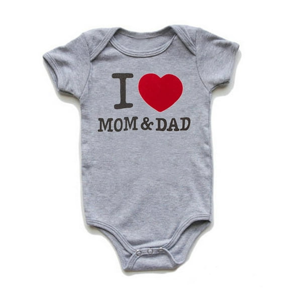 KAOOCXU Boys Girl Comfort Onesie Letter Printed Short Sleeve O-Neck Bodysuit Cotton Love Heart Bodysuit Skin Friendly Lightweight Home Clothing