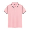 thumbnail image 1 of KAOOCXU Boys Girls Kids Polo T-Shirt Solid Color Button Down Comfortable Fabric Lapel Short Sleeved Top Relaxed Fit Cozy Tee Clothes, 1 of 2