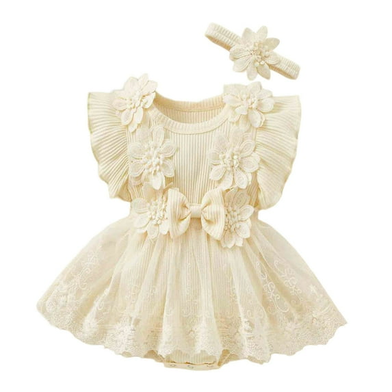KAOOCXU Casual Bodysuit For Child Girl Flying Sleeved O-Neck Solid Color Butterfly Romper Breathable Cozy Onesies For Spring And Autumn