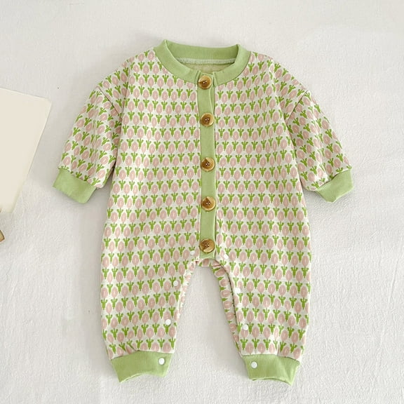 KAOOCXU Casual Bodysuit For Girls Long Sleeved Printing Crawlsuit Romper Suitable Casual Formal Occasions