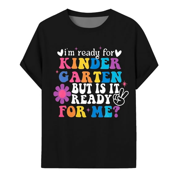 KAOOCXU First Day Of Kindergarten Shirt Toddler Tee Boy Girls Kindergarten Summer Tops Spring Autumn Lightweight Tshirt