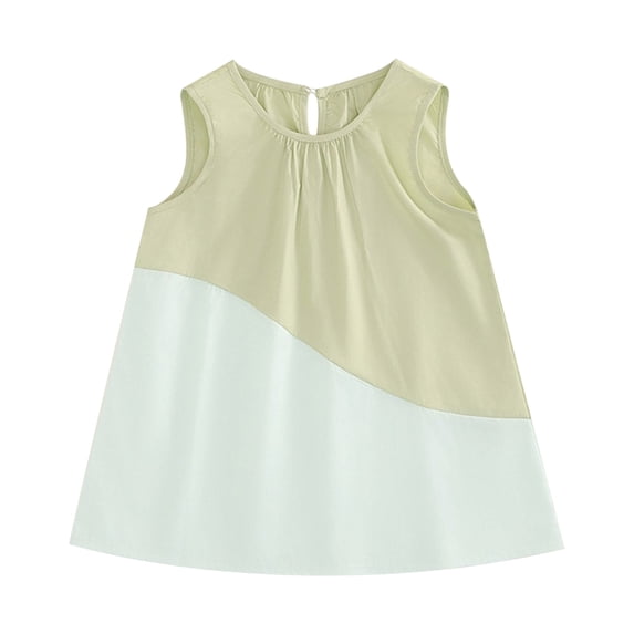 KAOOCXU Girl New Dress Patchwork Sleeveless O-Neck Simple Stylish Dresses Summer Cotton Sundress Kids Durable Playsuit Sunsuit Clothes
