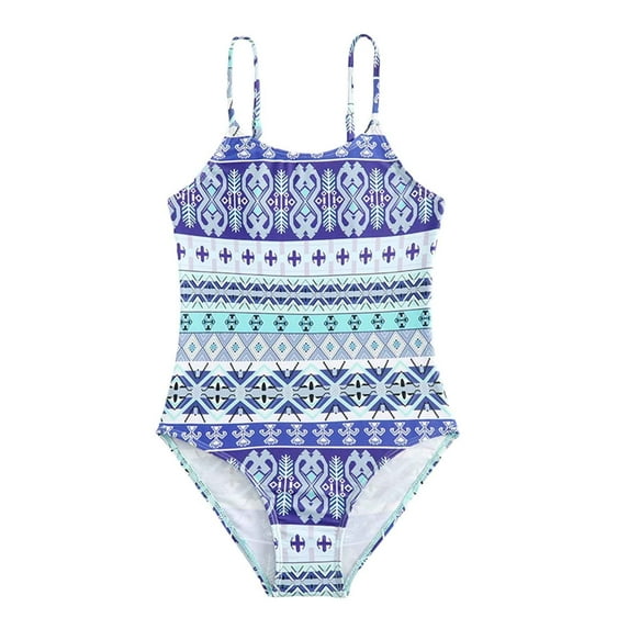 KAOOCXU Girl Swim Wear Stylish Sleeveless Printing Kids Romper Strap Bikini Set Quick Dry Clothes For Pool Seaside Travel