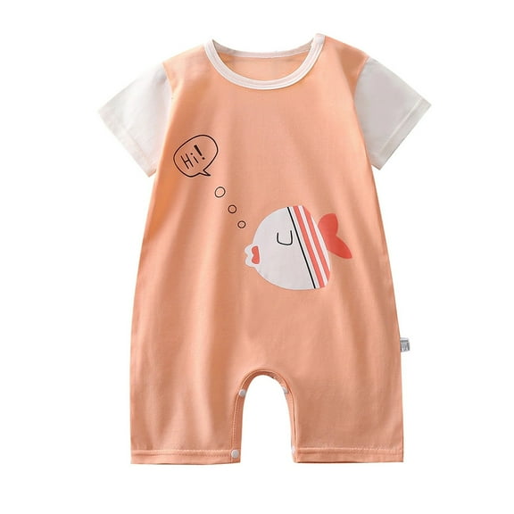 KAOOCXU Lovely Onesie For Boys Cartoon Animal Printed Patchwork Short Sleeve O-Neck Romper Cotton Jumpsuit For 1-18 Months Designed Cozy Breathable Daily Wear