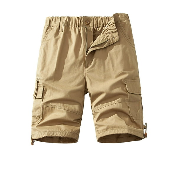 KAOOCXU New Summer Trousers For Men Solid Color Stylish Cargo Shorts Casual Drawstring Straight Leg Sweatpants With Zipper Up Pockets Relaxed Fit Trendy Bottom