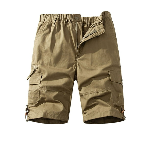 KAOOCXU Simple Trousers For Men Solid Color Stylish Cargo Shorts Casual Drawstring Straight Leg Sweatpants With Zipper Up Pockets Suitable Casual Formal Occasions