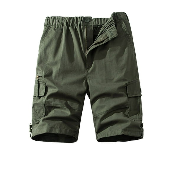 KAOOCXU Simple Trousers For Men Solid Color Stylish Cargo Shorts Casual Drawstring Straight Leg Sweatpants With Zipper Up Pockets Suitable Casual Formal Occasions
