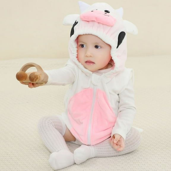 KAOOCXU Stylish Bodysuit For Infant Boy Sleeveless Cartoon Animal Printed Newborn Hooded Crawlsuit Romper Relaxed Fit Trendy Wear