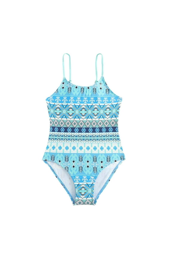 Summer New Swimwear For Girls Lovely Sleeveless Printing Kids Romper Strap Bikini Set Lightweight Breathable Beachwear