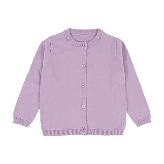KAOOCXU Toddler Baby Kids Girls Cardigan Long Sleeve Kids Button Sweater Girl Crew Neck Cardigans Knitwear Breathable Dailywear