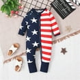 thumbnail image 1 of KAOOCXU Toddler Boys Girl Lovely Bodysuit Long Sleeved Flag Printed Independence Day Zipper Crawlsuit Romper Suitable Casual Formal Occasions, 1 of 8