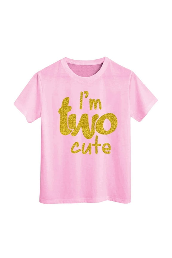 Toddler Girls T-shirts Im Two Cute Shirt Girl 2 Years Old Second Birthday Holiday Vacation Beach Tee