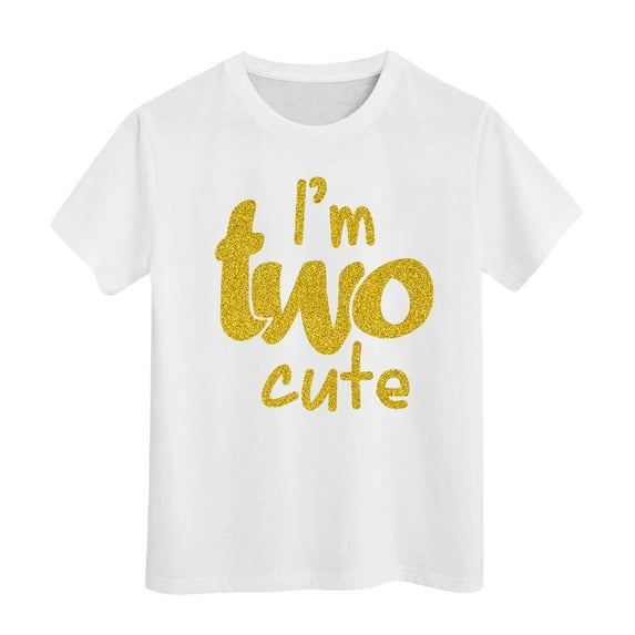 KAOOCXU Toddler Girls T-shirts Im Two Cute Shirt Girl 2 Years Old Second Birthday Holiday Vacation Beach Tee