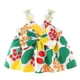 thumbnail image 1 of KAOOCXU Versatile Dress For Girl Cartoon Fruit Printed Sleeveless V-Neck Little Girls Stylish Princess Starp Dresses With Bow Leisure Preppy Daily Wear, 1 of 3