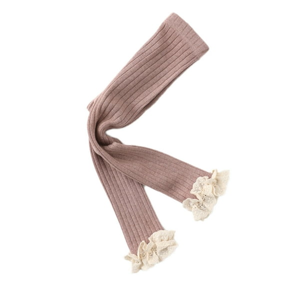 KAOOCXU Versatile Trousers For Girl Solid Color Baby Spring Autumn Leggings Lace Trim Ruffled Tight Ankle Length Pants Kids Durable Playsuit Sunsuit Clothes