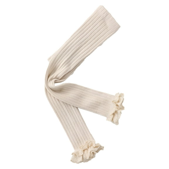 KAOOCXU Versatile Trousers For Girl Solid Color Baby Spring Autumn Leggings Lace Trim Ruffled Tight Ankle Length Pants Skin Friendly Relaxed Fit Activewear