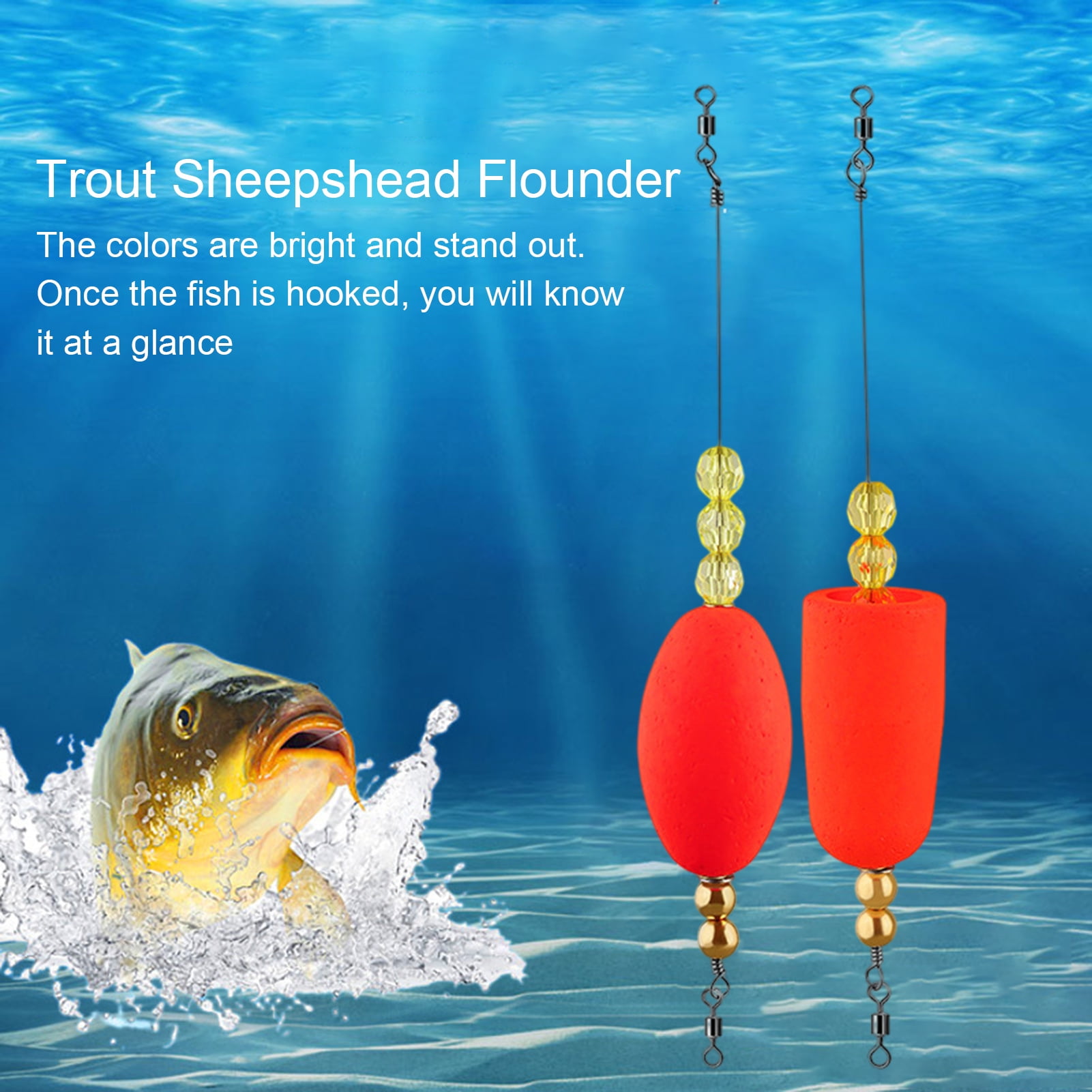 KAOU 1 Set Fishing Popper Floats Bright Color Reusable Saltwater
