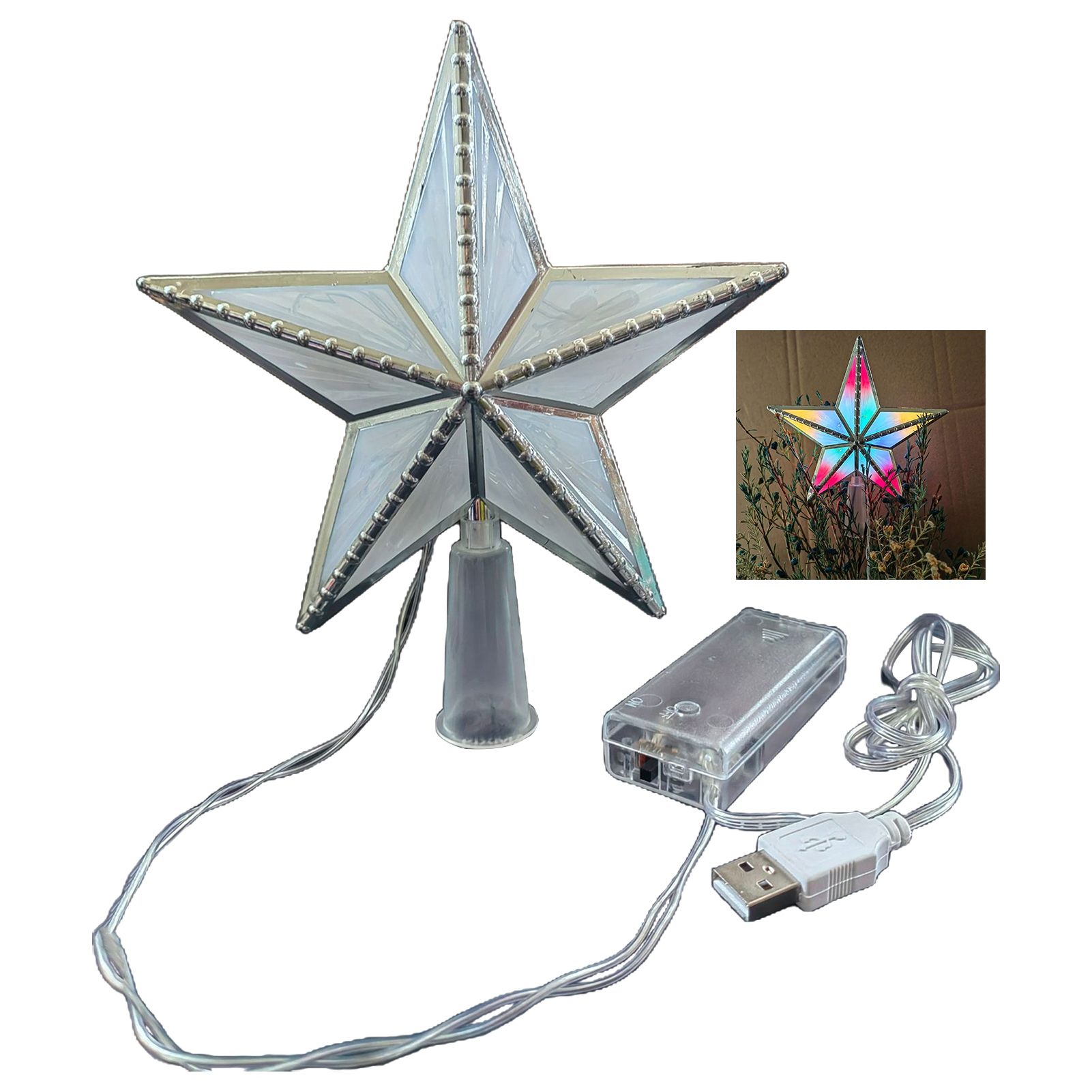 KAOU Christmas Tree Topper Star Waterproof Soft Lighting Battery