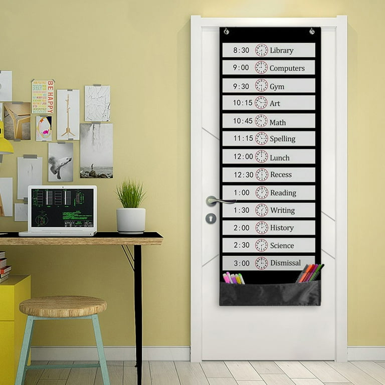 KAOU Daily Schedule Pocket Chart with 14 Clear Pockets 13 Reusable