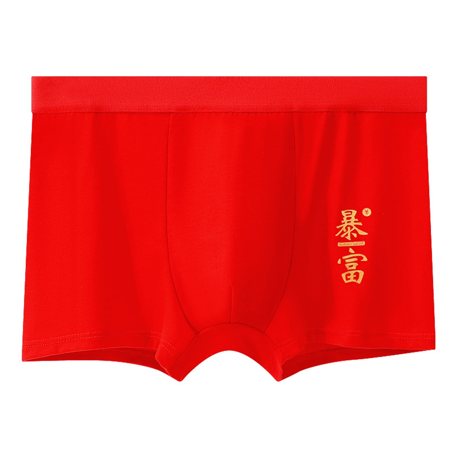 KAOU Men Red Boxers Dragon Year Lucky Underwear Men Boxers New Year Style  Good Fortune Mid Waist Red Festive Chinese Print Soft
