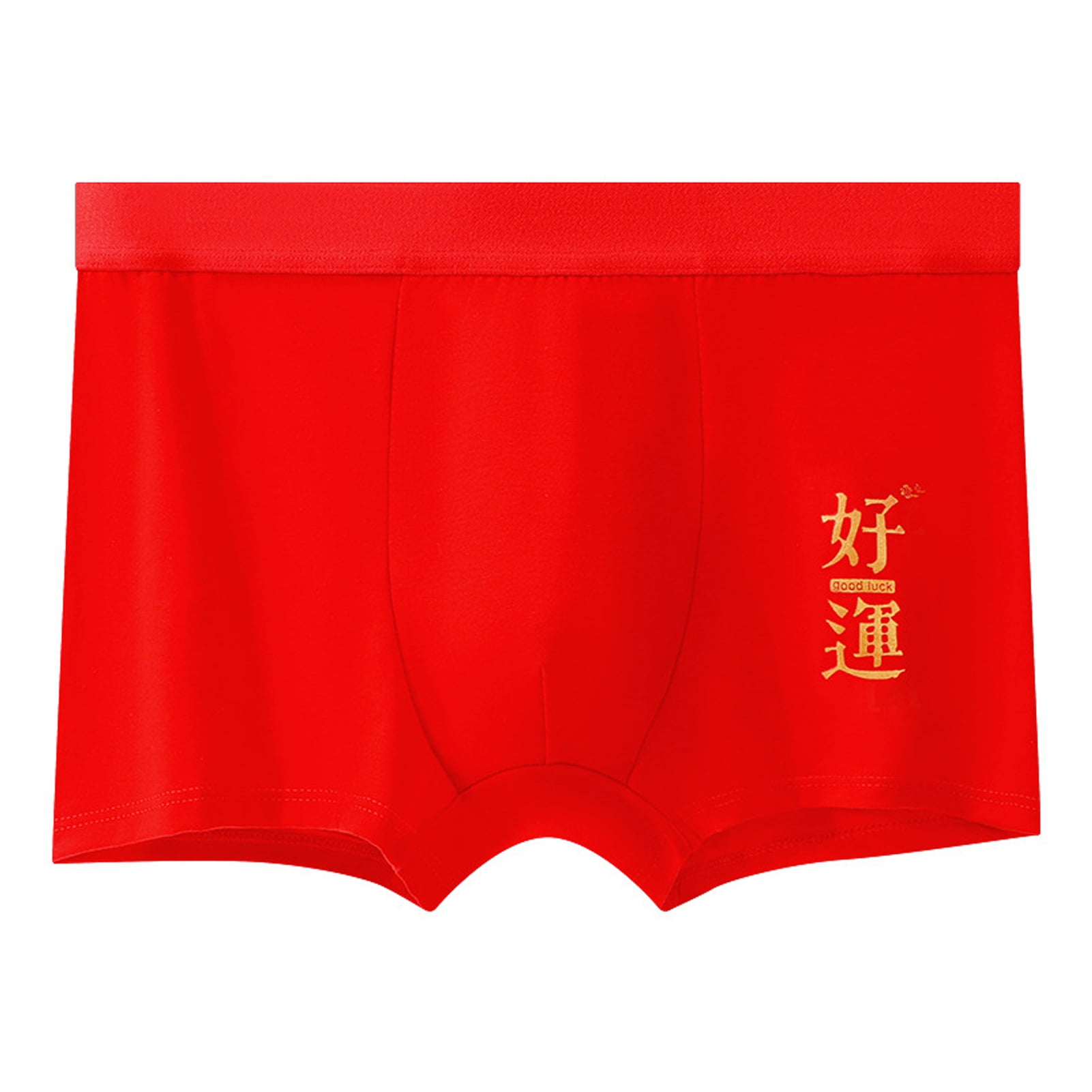 KAOU Men Red Boxers Dragon Year Lucky Underwear Men Boxers New Year Style  Good Fortune Mid Waist Red Festive Chinese Print Soft 