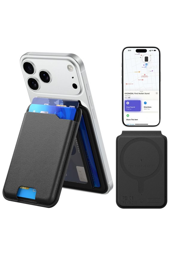 for MagSafe Wallet with Apple Find My,Strongest 9 Cards Holder& Includes Plate for All iPhones, Adjustable Stand, RFID Blocking for iPhone 17/16/15/14/13/12 Series (black) Y101