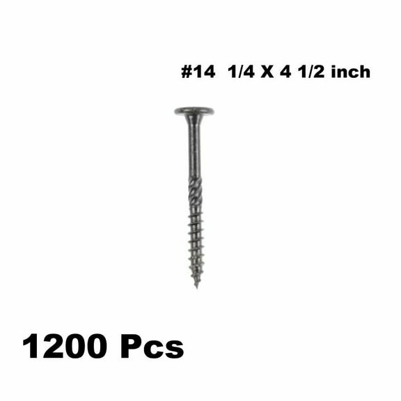 KAPAS Decking/Fencing/ Framing Black Wood Screws #14 1/4 X 4 1/2” Flat Head, T30 Torx Drive, Hardened Steel , Black NANO 1000hrs + Wax Exterior Coated (1200 Pcs - With 24 pcs T30 Torx drive bit )