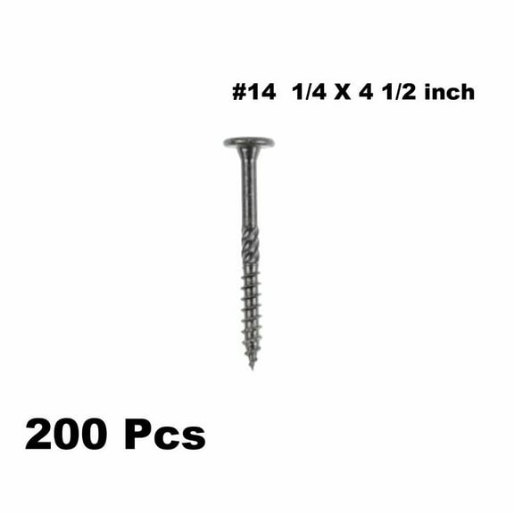 KAPAS Decking/Fencing/ Framing Black Wood Screws #14 1/4 X 4 1/2” Flat Head, T30 Torx Drive, Hardened Steel , Black NANO 1000hrs + Wax Exterior Coated (200 Pcs - With 4 pcs T30 Torx drive bit )