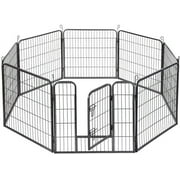 KAPAS Dog Fence & Pet Playpen, Heavy Duty Foldable Metal Dog Pen 32"/28" Height with Door for Outdoor Exercise, Indoor Kennels