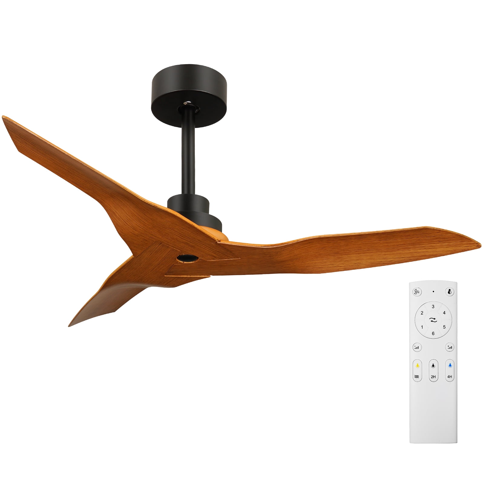 KAPOEFAN 42 Inch Outdoor Ceiling Fan No Light, 3 Blade Walnut Wood Ceiling Fans Without Lights