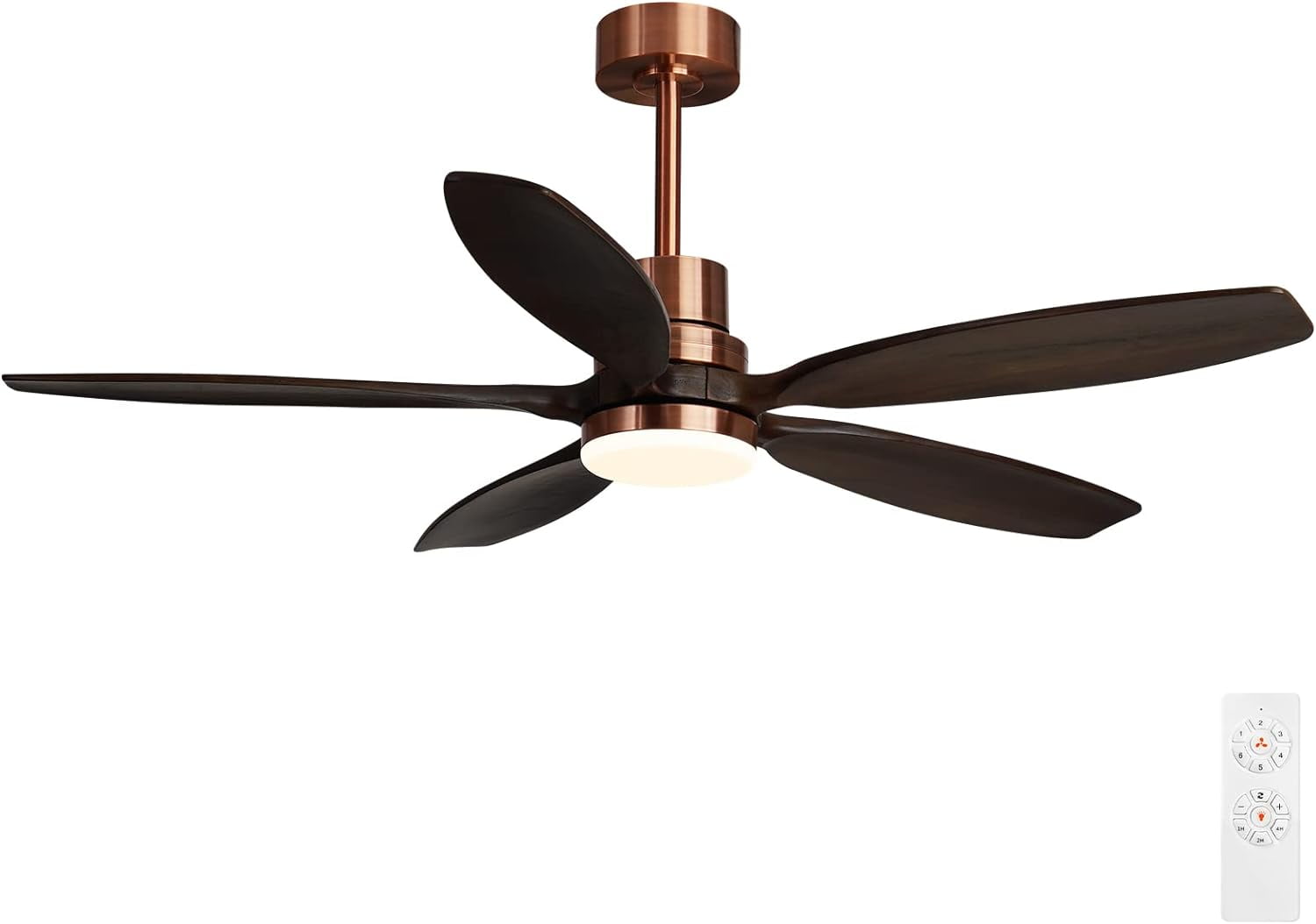 KAPOEFAN 52inch Black Ceiling Fan with Lights, Modern Outdoor Ceiling Fans with Remote, 5 Blade