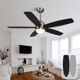 thumbnail image 1 of KAPOEFAN 52inch Ceiling Fan with Light and Remote, Modern Ceiling Fan for Outdoor,Living Room,Office,5 blades,Brushed Nickel, 1 of 9