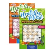 KAPPA Healthy Minds Words Finds Puzzle Book - 8" x 5" Digest Size 2 Titles, Word Search Find Words Books for Adults Teens, Training Learning with Game, 2-Pack