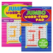 KAPPA Jumbo Word Find Pad 2 Titles, Digest Puzzle Book 8.5"x5" Word Search Puzzle Books, 2-Pack