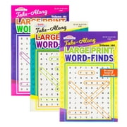KAPPA Take Along Large Print Word Finds Puzzle Book - 8" x 5" Digest Size 3 Titles, Word Search Find Words Books for Adults Teens, Training Learning with Game, 3-Pack