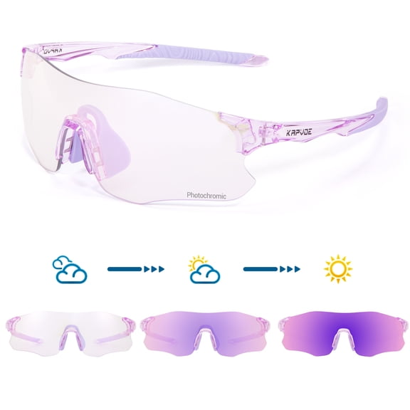 KAPVOE Photochromic Cycling Glasses For Men Women Outdoor Sport UV400 Running Motorcycle Bike Riding Cycling Sunglasses