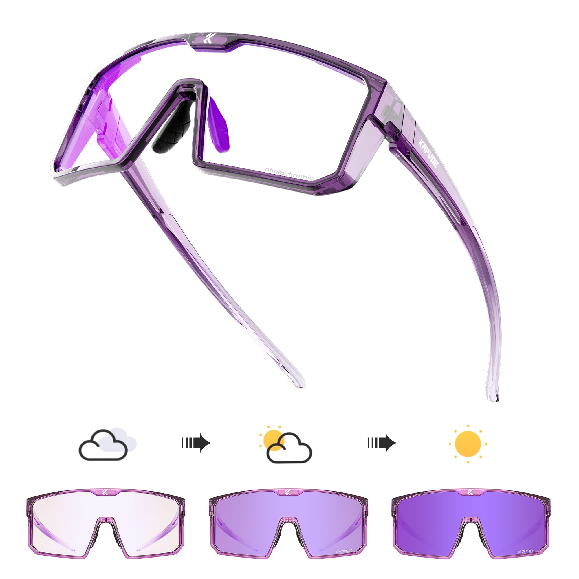 KAPVOE Photochromic Cycling Glasses Men Mountain Bike Sunglasses Women Clear MTB Sports Goggles Bicycle Triathlon Running