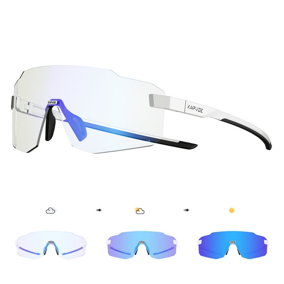 KAPVOE Photochromic Cycling Glasses UV Protection Driving Mountain Running MTB Frameless for Men Women Sport Sunglasses