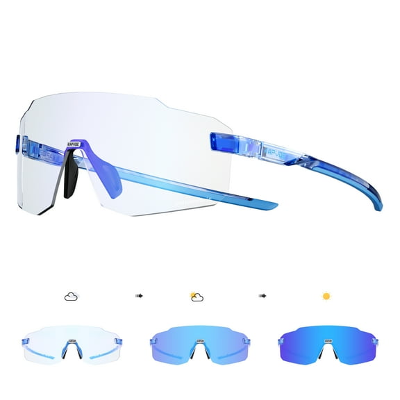 KAPVOE Photochromic Cycling Glasses UV Protection Driving Mountain Running MTB Frameless for Men Women Sport Sunglasses