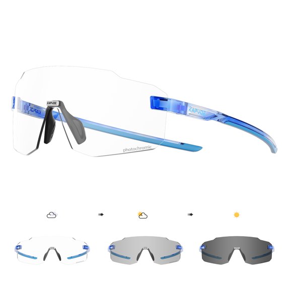 KAPVOE Photochromic Cycling Glasses UV Protection Driving Mountain Running MTB Frameless for Men Women Sport Sunglasses