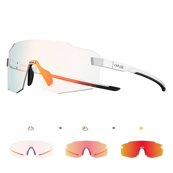 KAPVOE Photochromic Cycling Glasses UV Protection Driving Mountain Running MTB Frameless for Men Women Sport Sunglasses