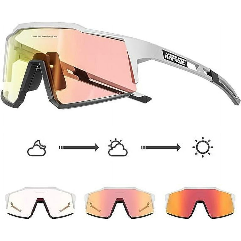 KAPVOE Photochromic Cycling Sunglasses MTB Clear Mountain Bike Transition Bicycle  Sunglasses for Men Women 