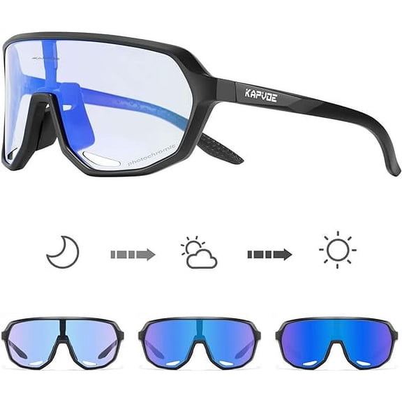 KAPVOE Photochromic Cycling Sunglasses for Men Women Mountain Bike Sunglasses Sports Goggles UV Protection