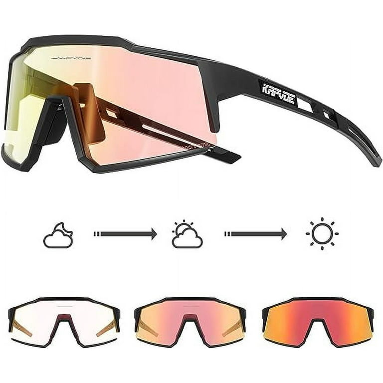 KAPVOE Photochromic Cycling Sunglasses with TR90 Sports Sunglasses